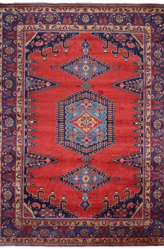 Persian Arak 10x13 Red Blue Geometric Area Rug