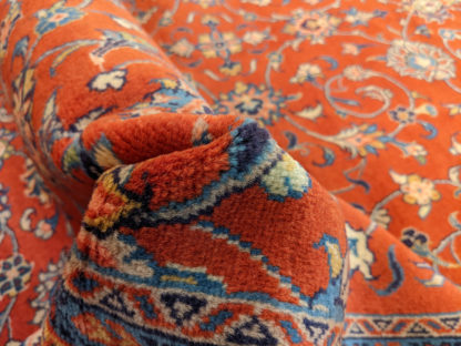 Persian Sarouk 7x8 Rusty Orange Wool Area Rug