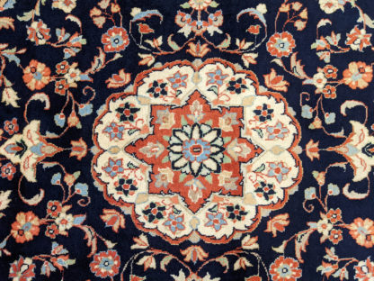 Persian Sarouk 7x10 Orange Blue Wool Area Rug