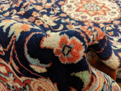 Persian Sarouk 7x10 Orange Blue Wool Area Rug