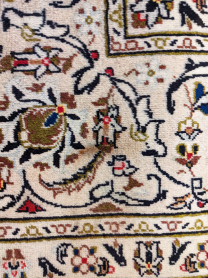 Persian Kashan 7x10 Ivory Wool Area Rug