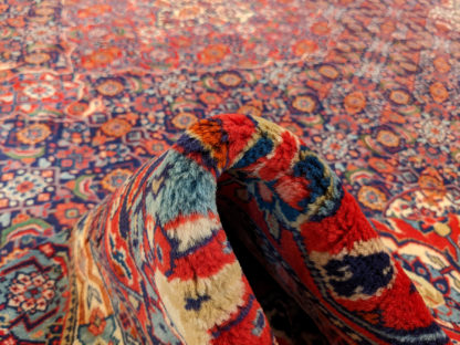 Persian Sarouk 9x13 Red Blue Wool Area Rug