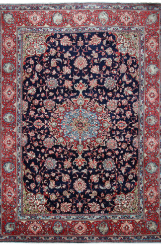 Persian Sarouk 9x12 Blue Red Wool Area Rug