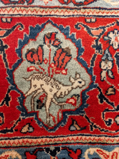 Persian Sarouk 9x12 Blue Red Wool Area Rug